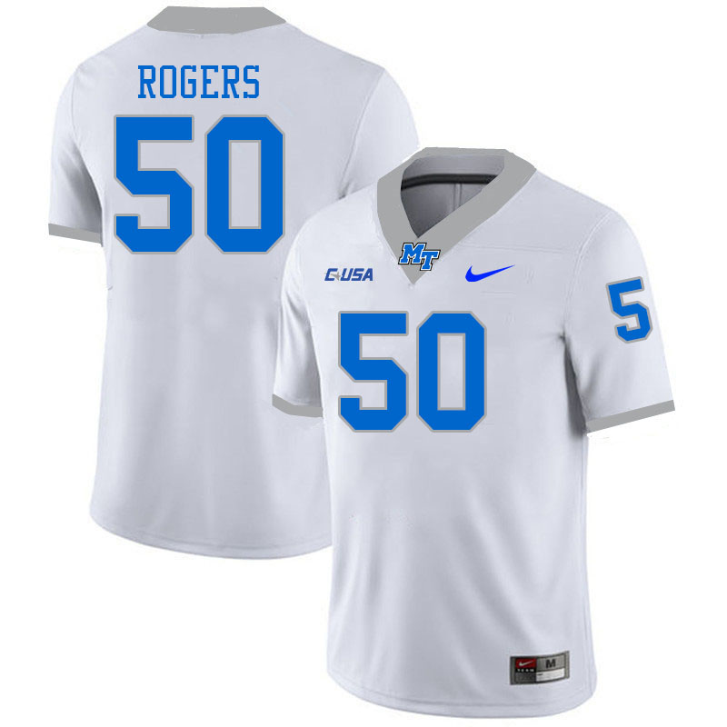 Men-Youth #50 Timar Rogers Middle Tennessee State Blue Raiders 2023 College Football Jerseys Stitche